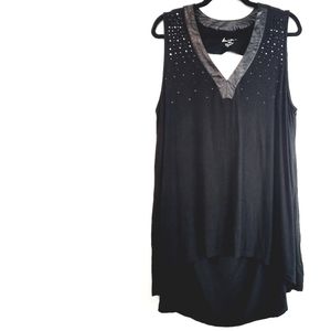 18 20 Lane Bryant Modal Faux Leather Studded Sexy Top Plus Size